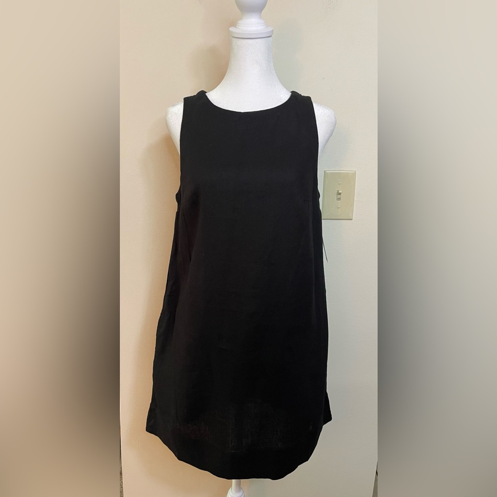 Old Navy Women’s Linen Blend Mini Shift Sleeveless  Black Dress Size XS. NWT